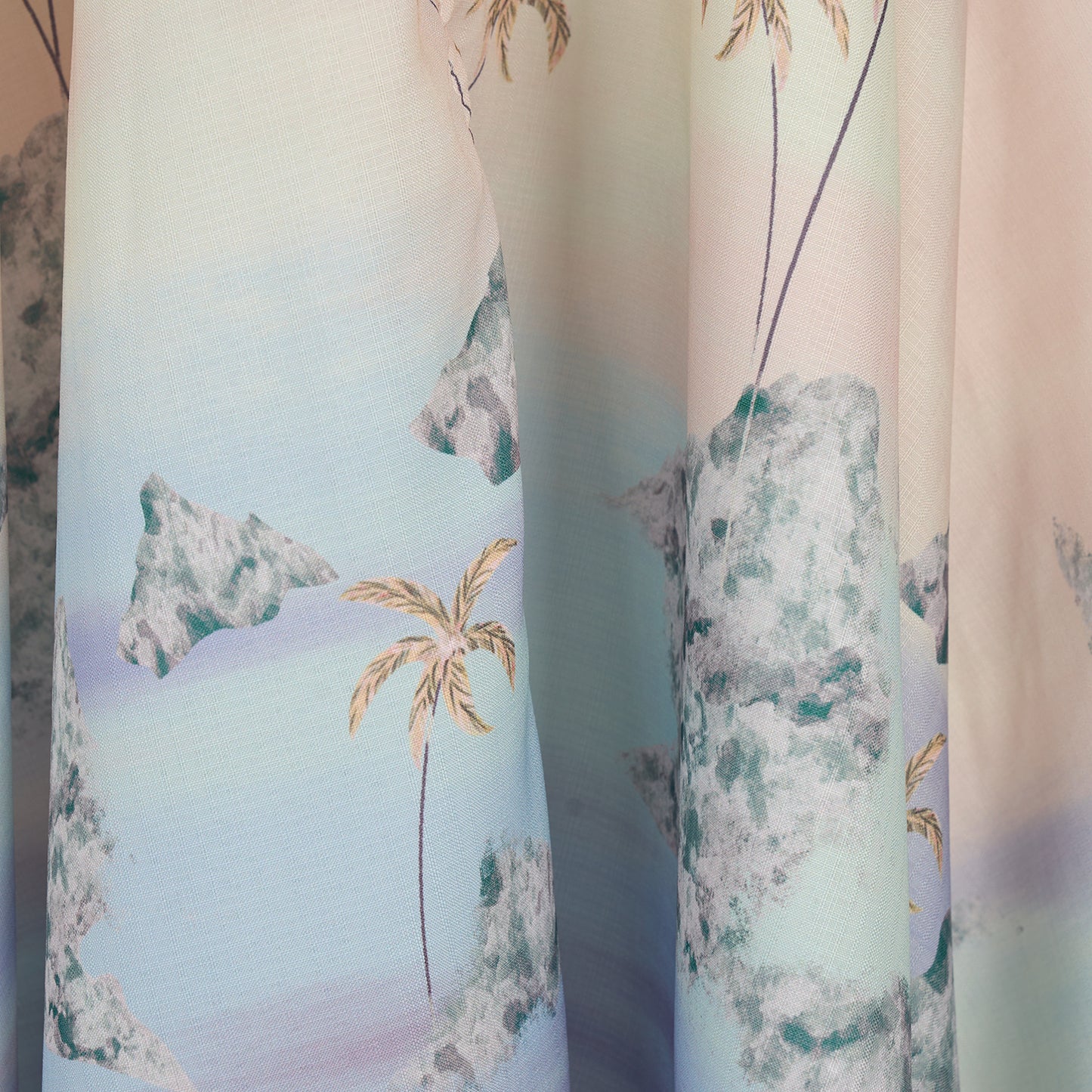 Printed Single Button Stand Up Collar A Line Long Dress