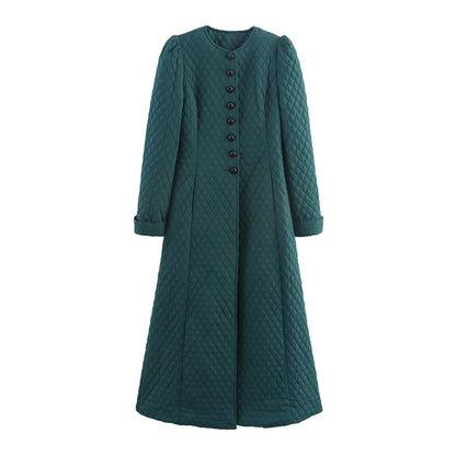 Winter Diamond Quilted Coat Dress