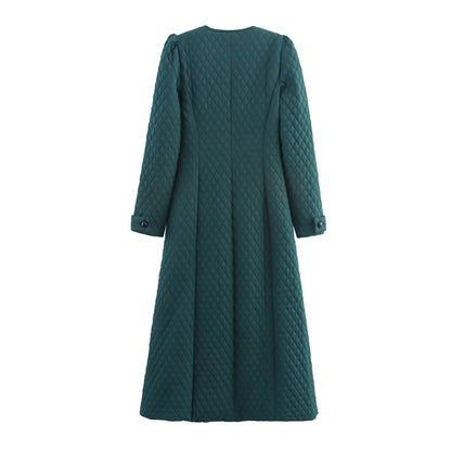 Winter Diamond Quilted Coat Dress