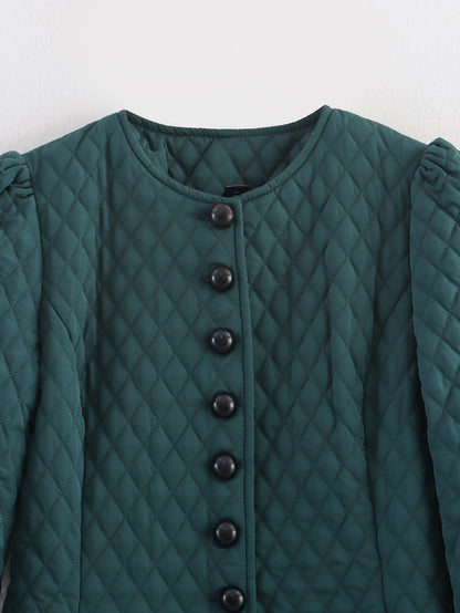 Winter Diamond Quilted Coat Dress