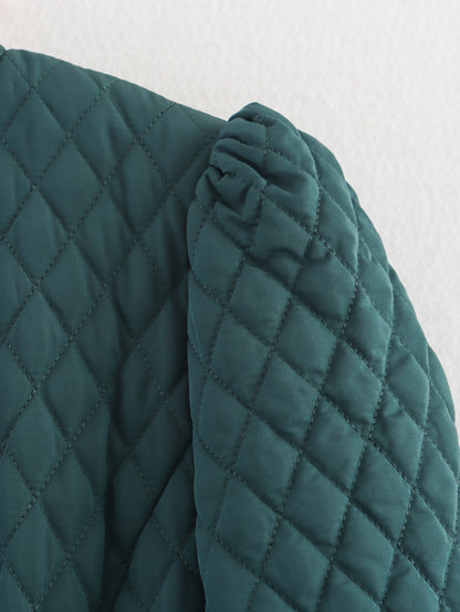 Winter Diamond Quilted Coat Dress