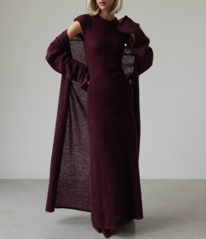 Knitted Cardigan & Dress Two-Piece Set