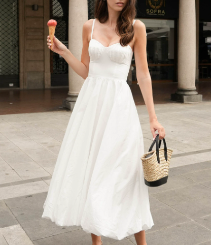 Cotton Sling Balloon Dress