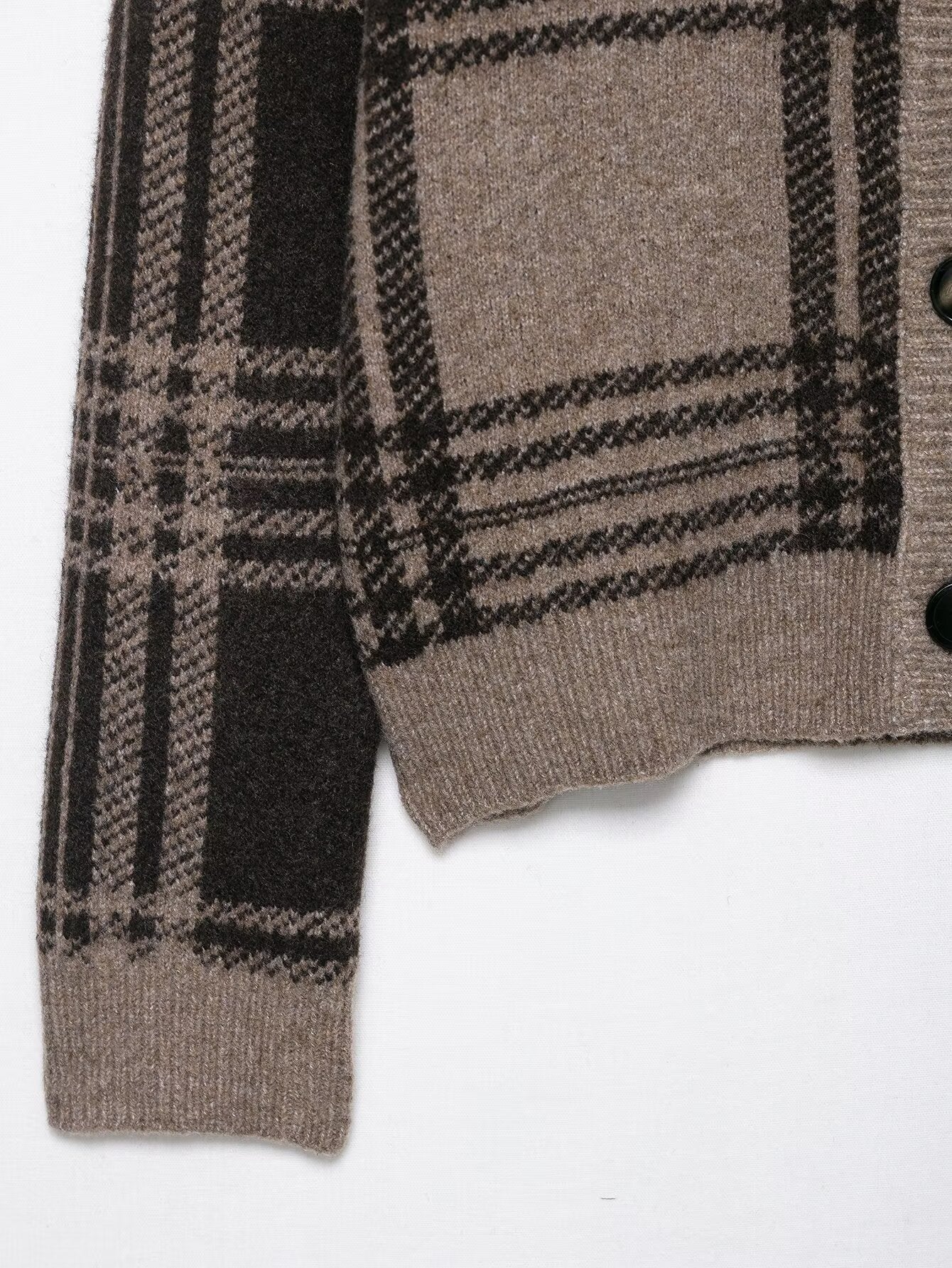 Coffee Plaid Cardigan