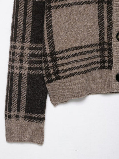 Coffee Plaid Cardigan