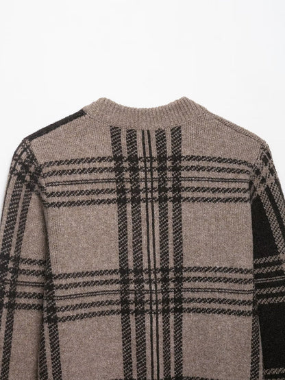 Coffee Plaid Cardigan