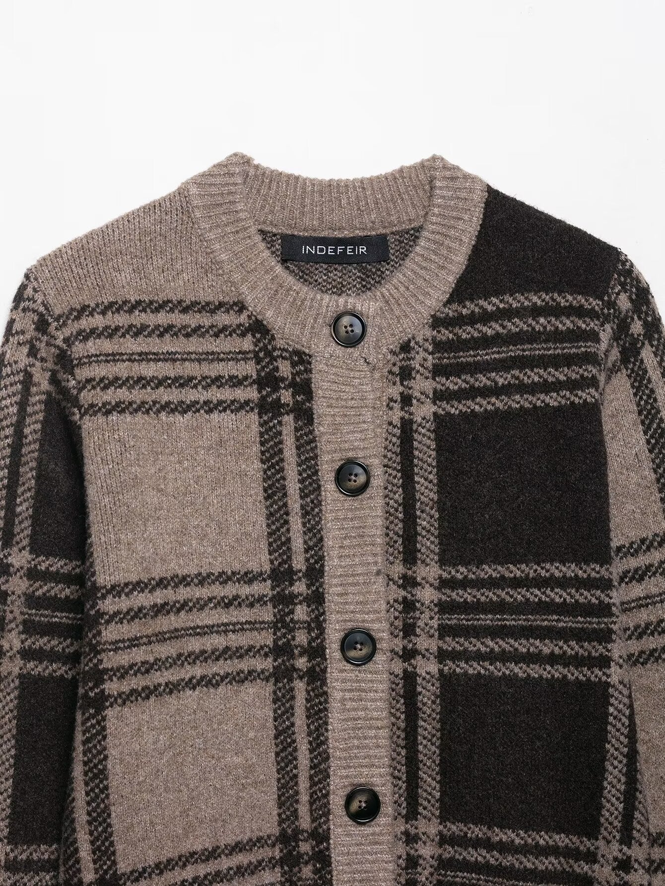 Coffee Plaid Cardigan