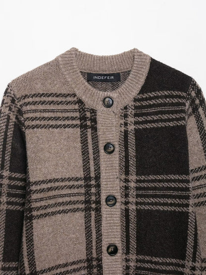 Coffee Plaid Cardigan