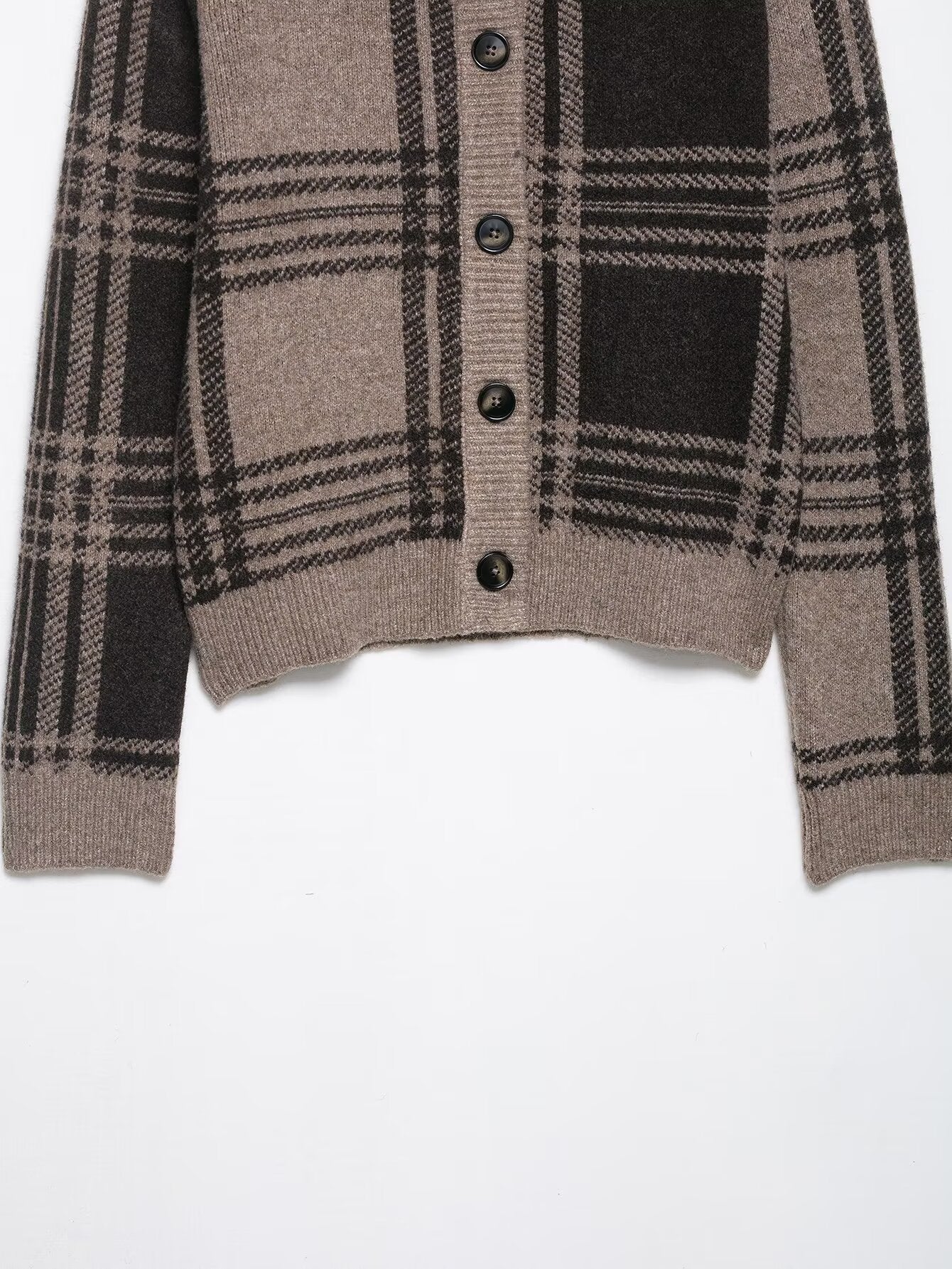 Coffee Plaid Cardigan