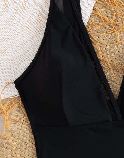Black V Plunge neck Swimsuit
