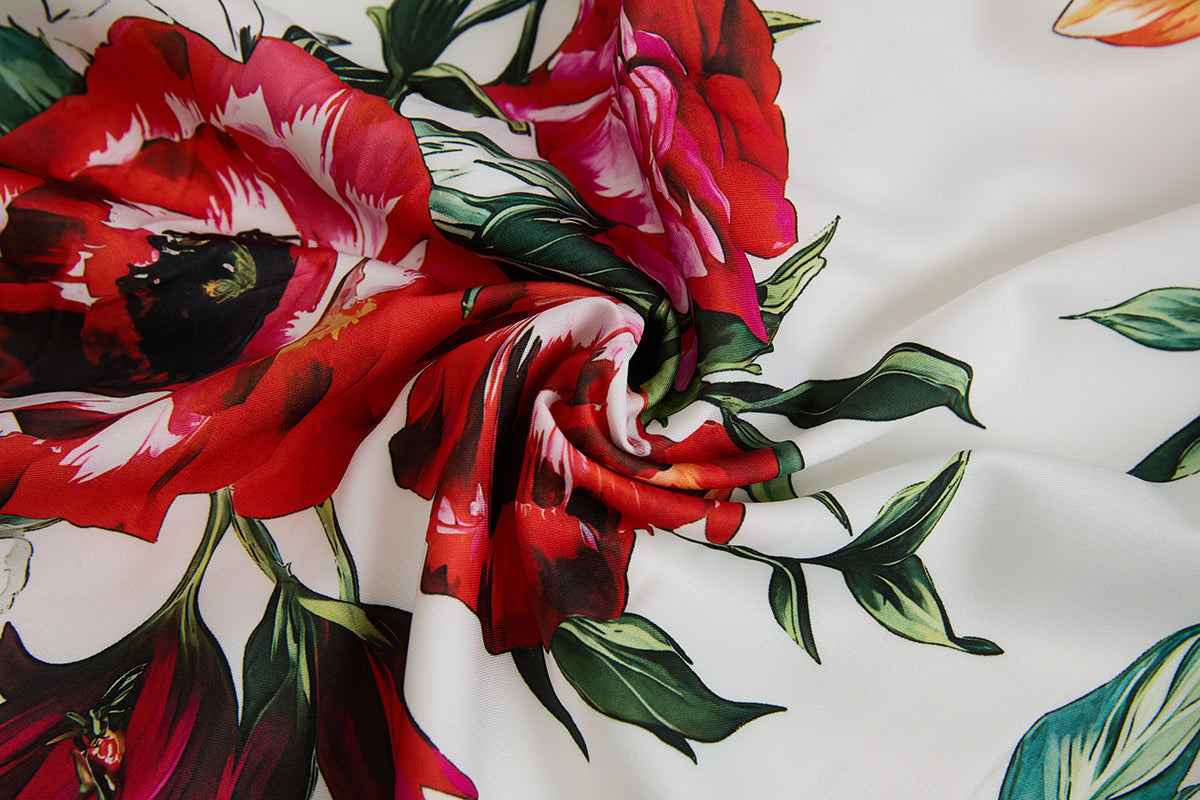 Red Floral Flared Dress