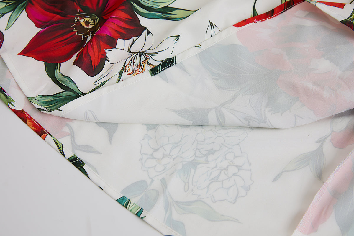 Red Floral Flared Dress