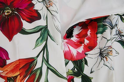 Red Floral Flared Dress