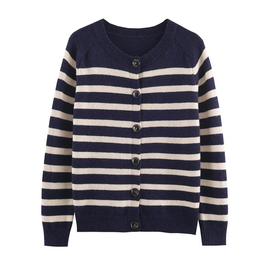 Navy Striped Cardigan