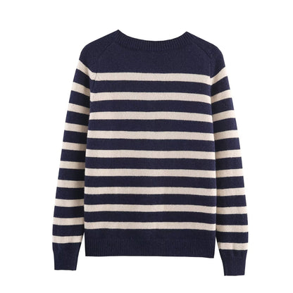 Navy Striped Cardigan