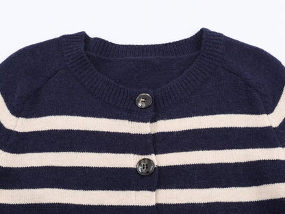 Navy Striped Cardigan