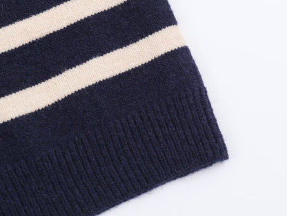 Navy Striped Cardigan