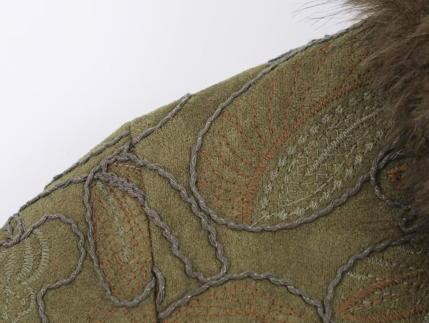 Faux Fur trimmed Embroidered Short Coat