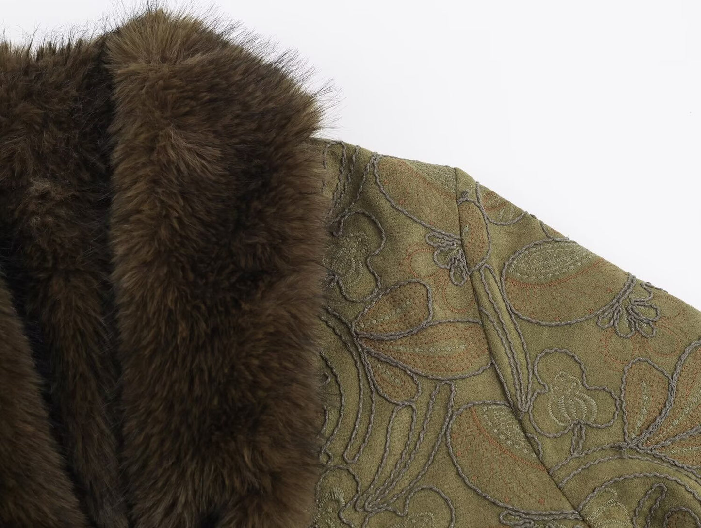 Faux Fur trimmed Embroidered Short Coat