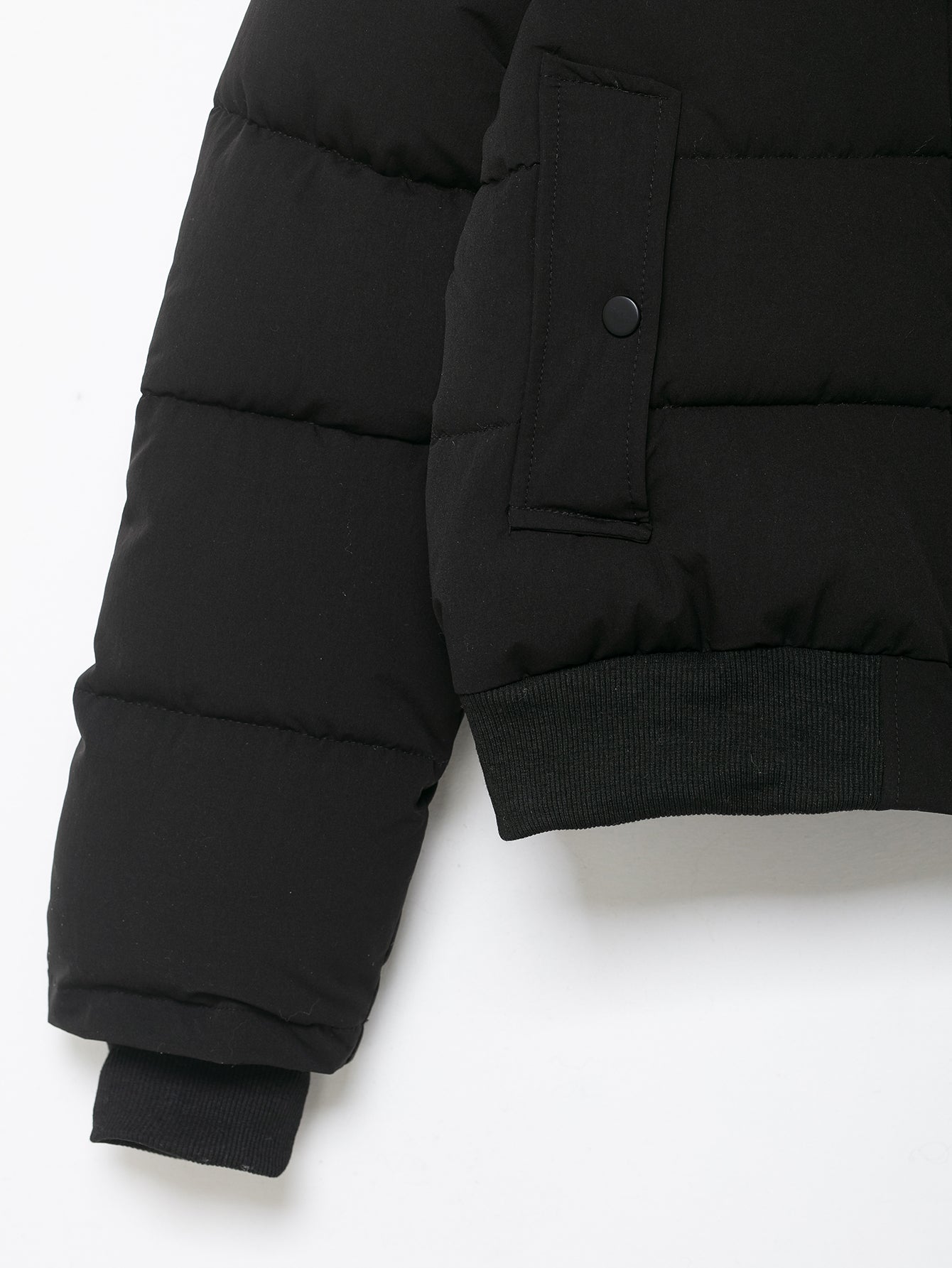Black Hooded Fur Collar Cotton Coat