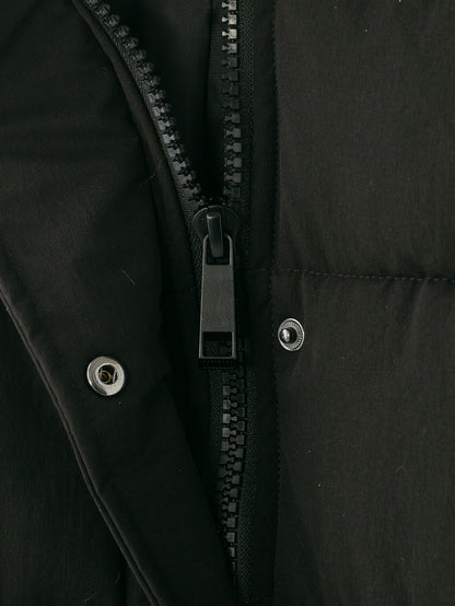 Black Hooded Fur Collar Cotton Coat