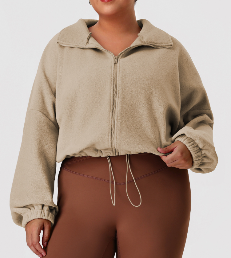 Cropped Sports Polar Fleece Sweater