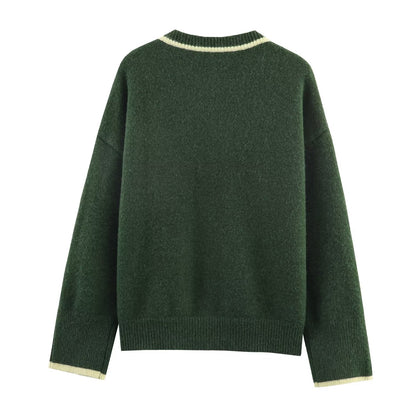 Olive Trim Knitted Cardigan