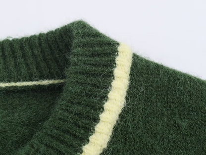 Olive Trim Knitted Cardigan