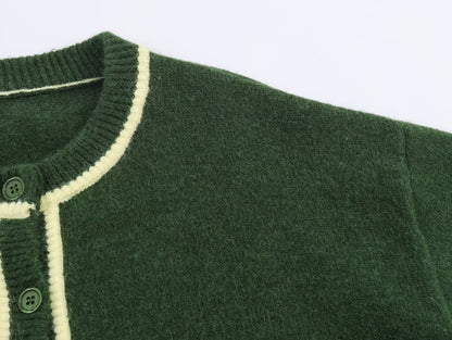 Olive Trim Knitted Cardigan