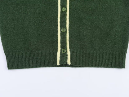 Olive Trim Knitted Cardigan