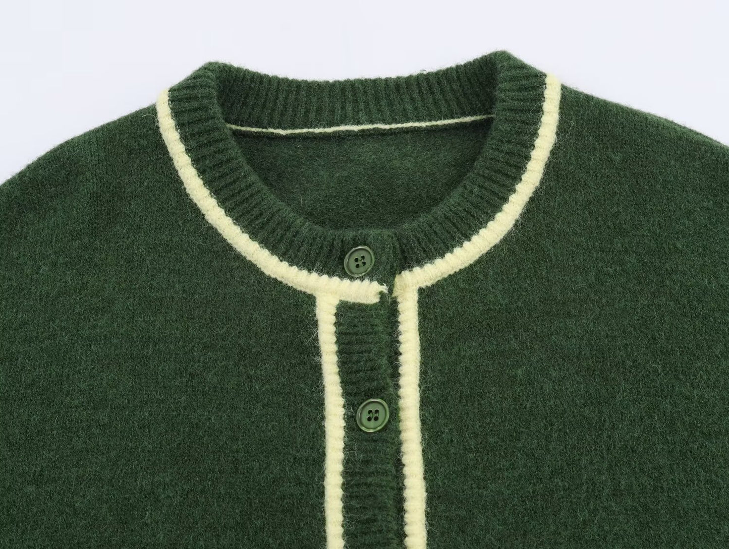Olive Trim Knitted Cardigan
