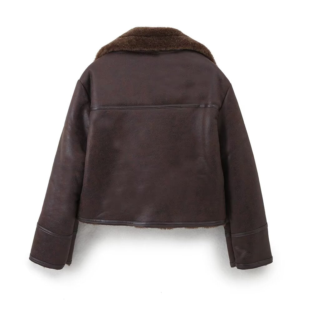 Omaka Faux Leather Short Jacket