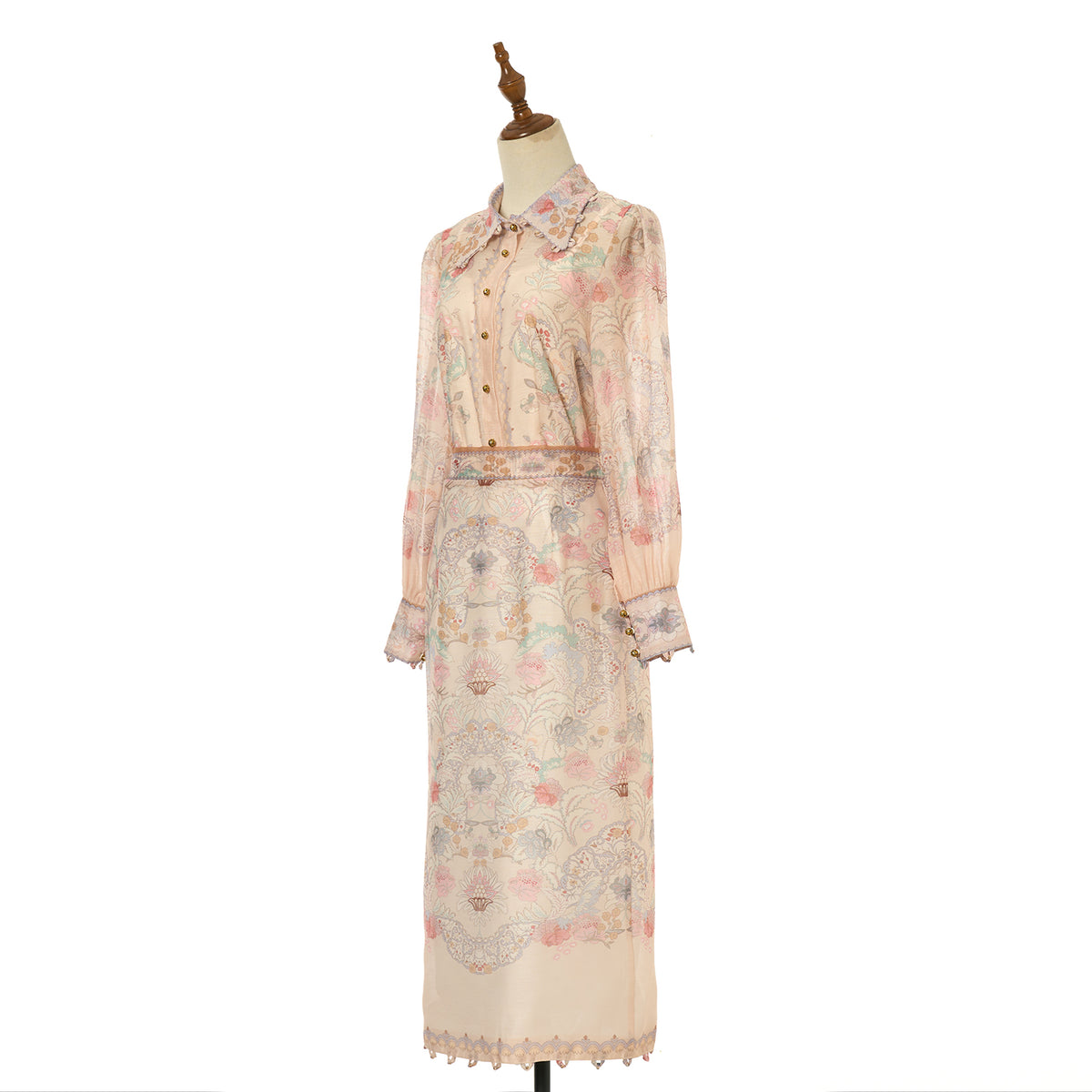 Patterned Blouse & Skirt Set