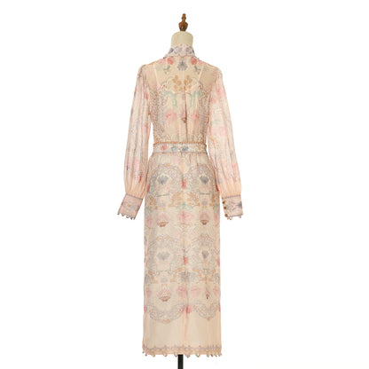 Patterned Blouse & Skirt Set