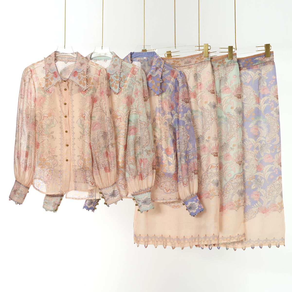 Patterned Blouse & Skirt Set