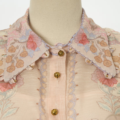 Patterned Blouse & Skirt Set