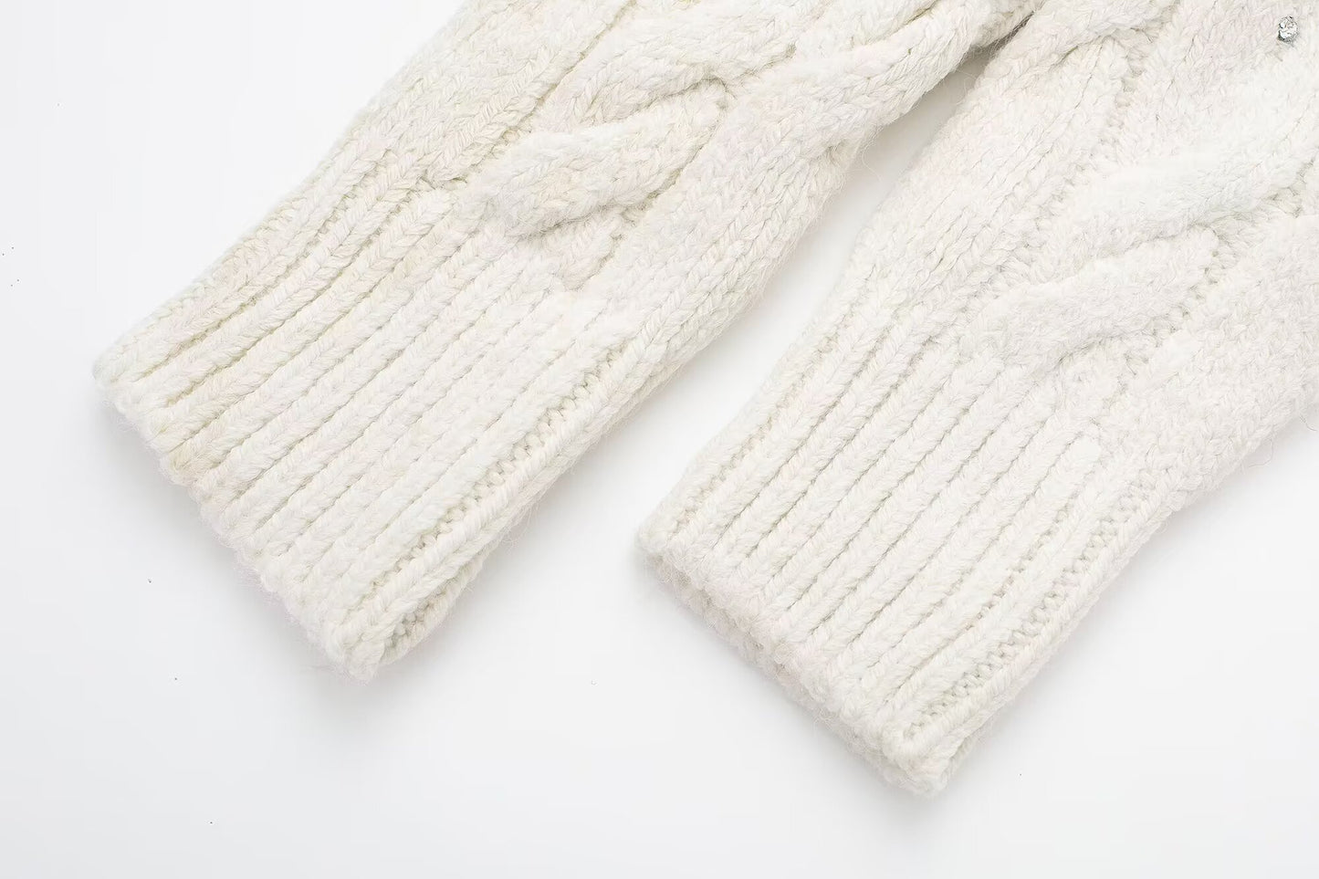 Rhinestone White Knitted Sweater