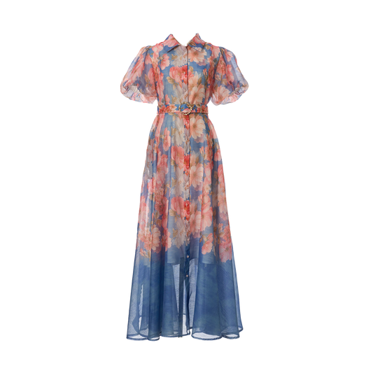 Floral Short Sleeved Midi Dress