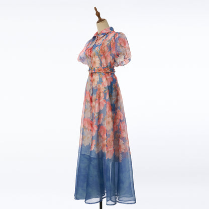 Floral Short Sleeved Midi Dress