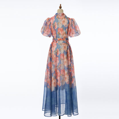 Floral Short Sleeved Midi Dress