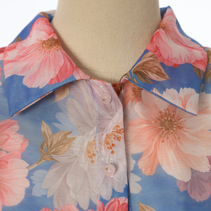 Floral Short Sleeved Midi Dress