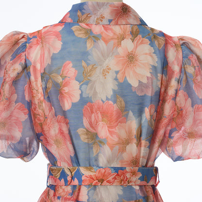 Floral Short Sleeved Midi Dress