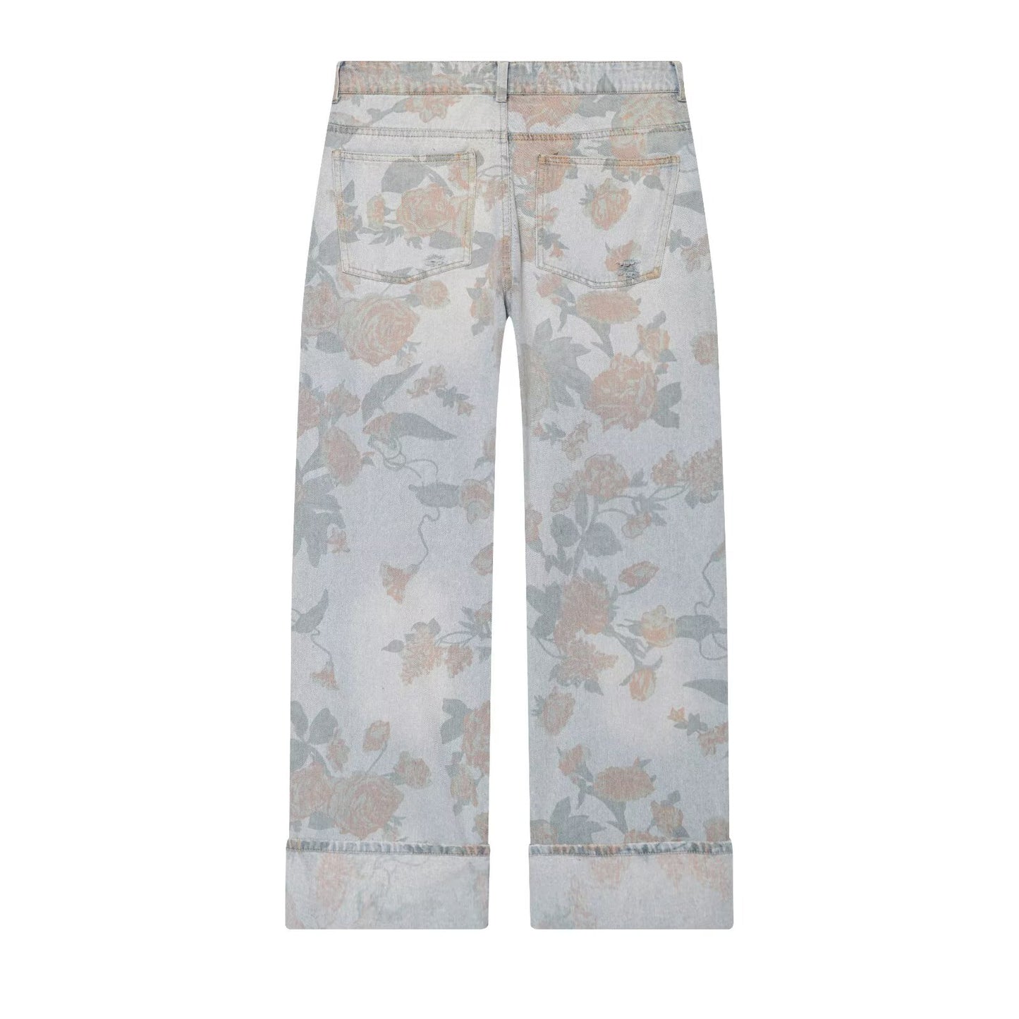 Printed Low Waist Straight Jeans