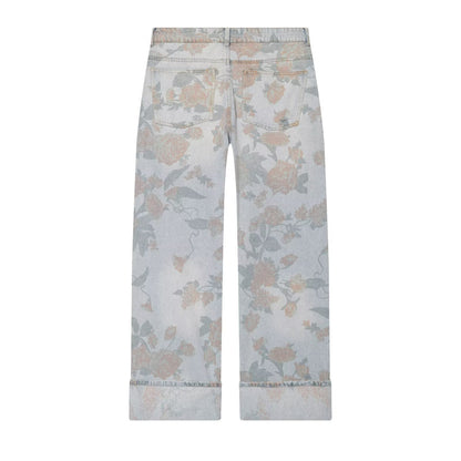 Printed Low Waist Straight Jeans