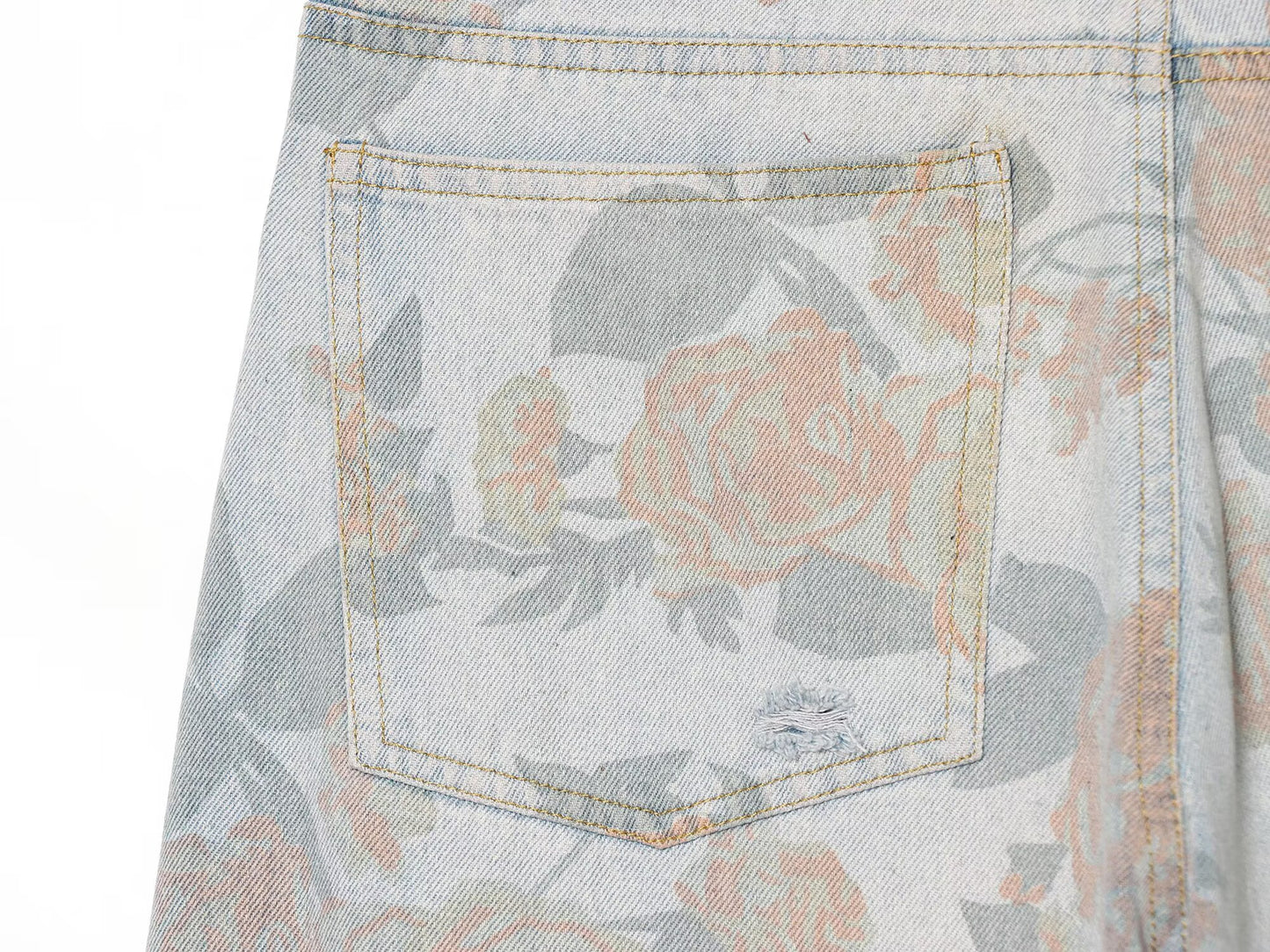 Printed Low Waist Straight Jeans