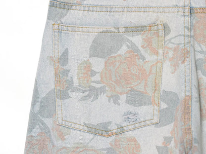 Printed Low Waist Straight Jeans
