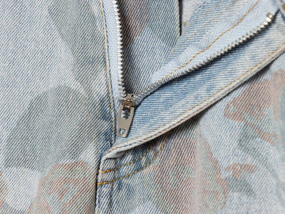 Printed Low Waist Straight Jeans