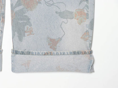 Printed Low Waist Straight Jeans