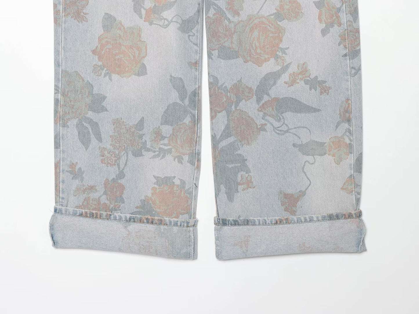 Printed Low Waist Straight Jeans