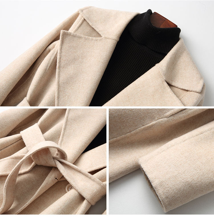 Premium Double-Faced Woolen Mid-Length Coat